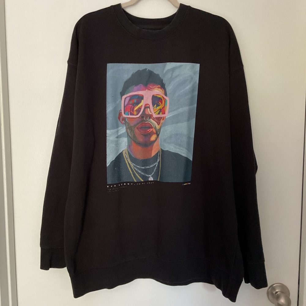 Bad Bunny Miami 2021 Black Graphic Sweater 2XL